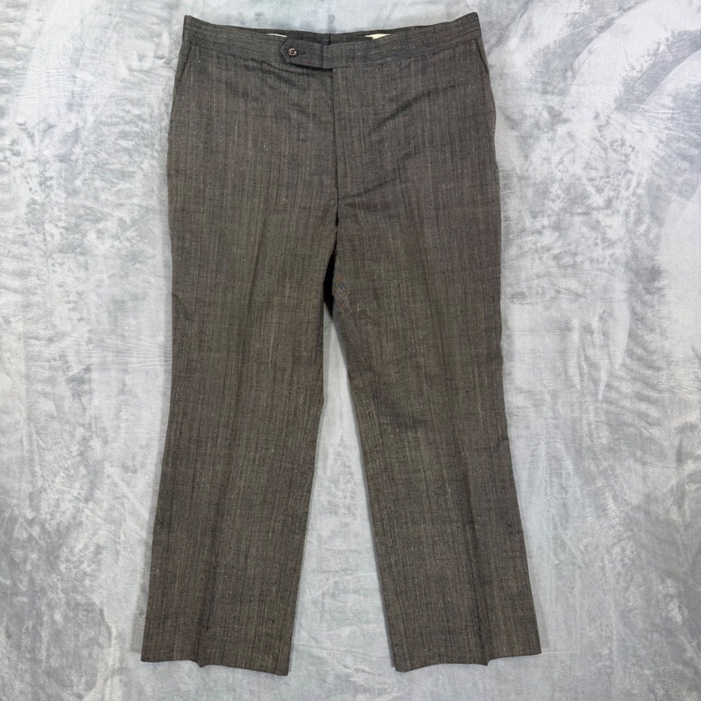 Vintage Jaymar Sansabelt Trousers Mens 38x29 Brown Striped Dress Pants